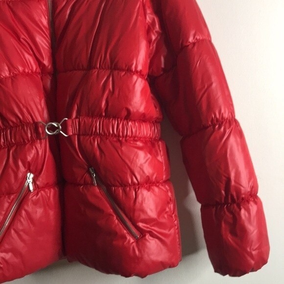 H&M red puffer jacket with belt attached size 16 ladies medium Y2K - Picture 4 of 13